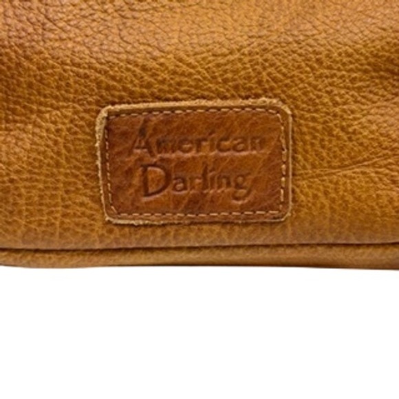 American Darling Tooled Leather Hair on Hide Gold Fringe Crossbody Bag Brown - Picture 6 of 11